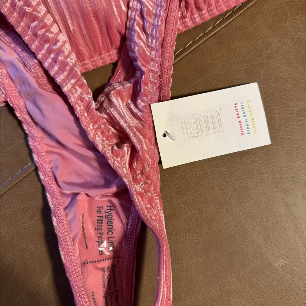 Pink Textured Bikini with Ruched Details